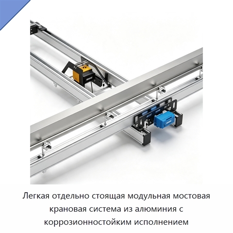 Легкая отдельно стоящая модульная мостовая крановая система из алюминия с коррозионностойким исполнением