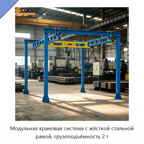 Модульная крановая система с жёсткой стальной рамой, грузоподъёмность 2 т