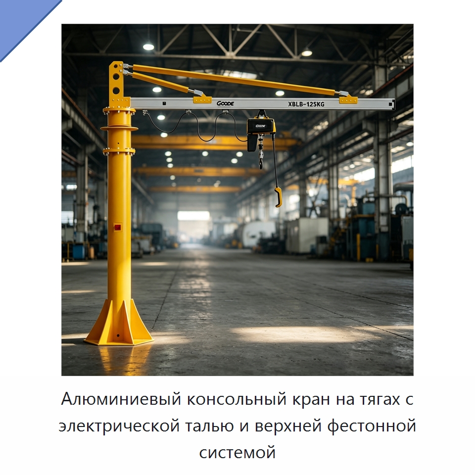 Алюминиевый консольный кран на тягах с электрической талью и верхней фестонной системой — Краны