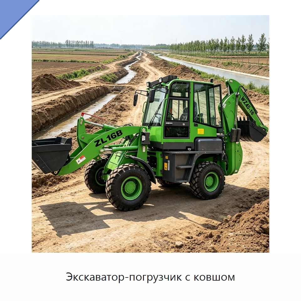 Экскаватор-погрузчик с ковшом — Землеройная техника