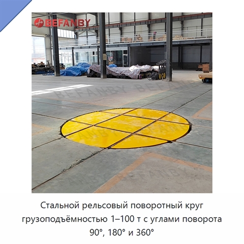 Стальной рельсовый поворотный круг грузоподъёмностью 1–100 т с углами поворота 90°, 180° и 360°
