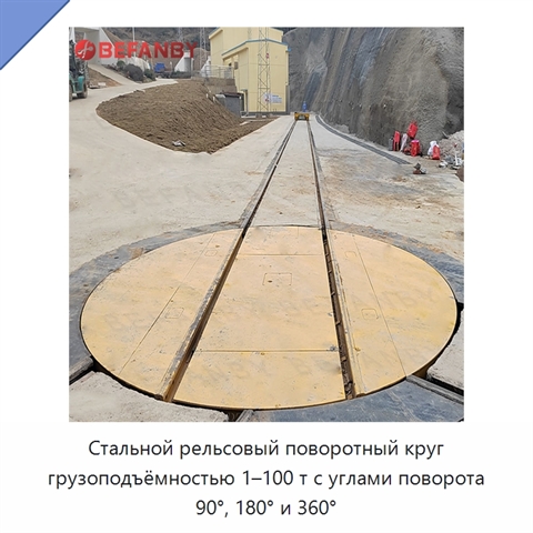 Стальной рельсовый поворотный круг грузоподъёмностью 1–100 т с углами поворота 90°, 180° и 360°