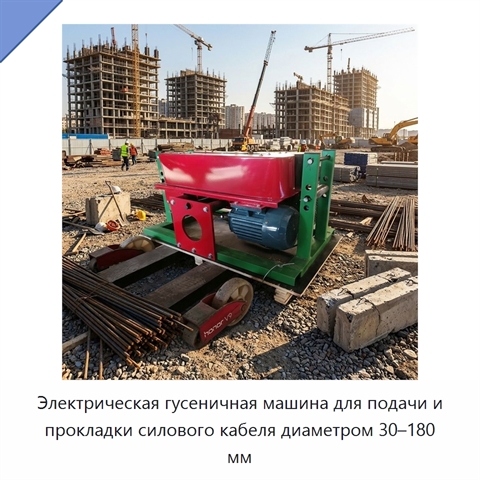 Электрическая гусеничная машина для подачи и прокладки силового кабеля диаметром 30–180 мм