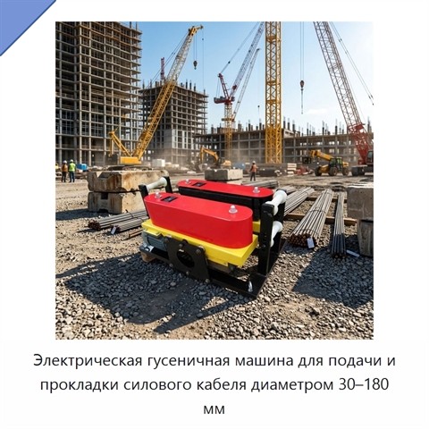 Электрическая гусеничная машина для подачи и прокладки силового кабеля диаметром 30–180 мм