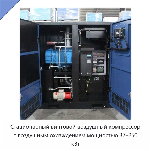 Стационарный винтовой воздушный компрессор с воздушным охлаждением мощностью 37–250 кВт