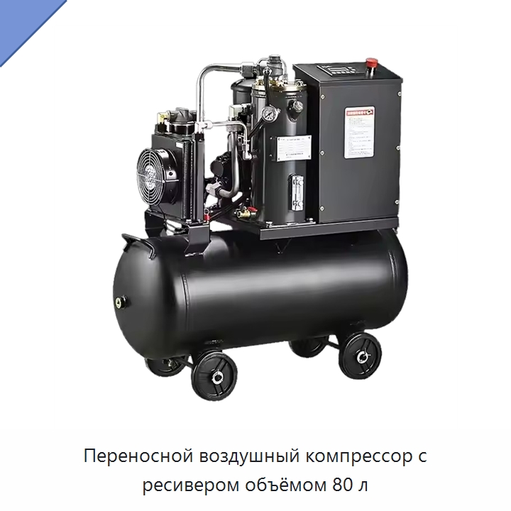 Переносной воздушный компрессор с ресивером объёмом 80 л — Промышленные компрессоры