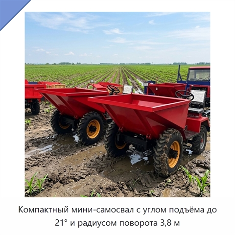 Компактный мини-самосвал с углом подъёма до 21° и радиусом поворота 3,8 м