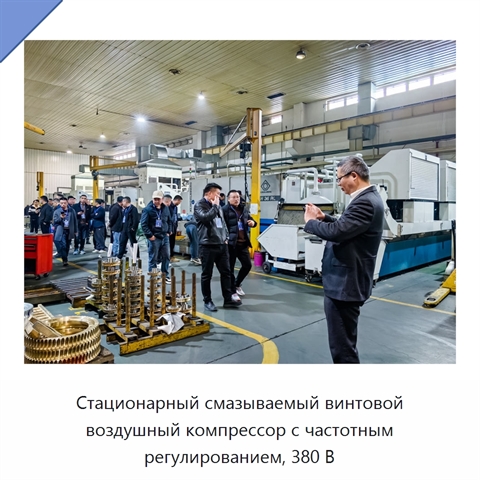 Стационарный смазываемый винтовой воздушный компрессор с частотным регулированием, 380 В