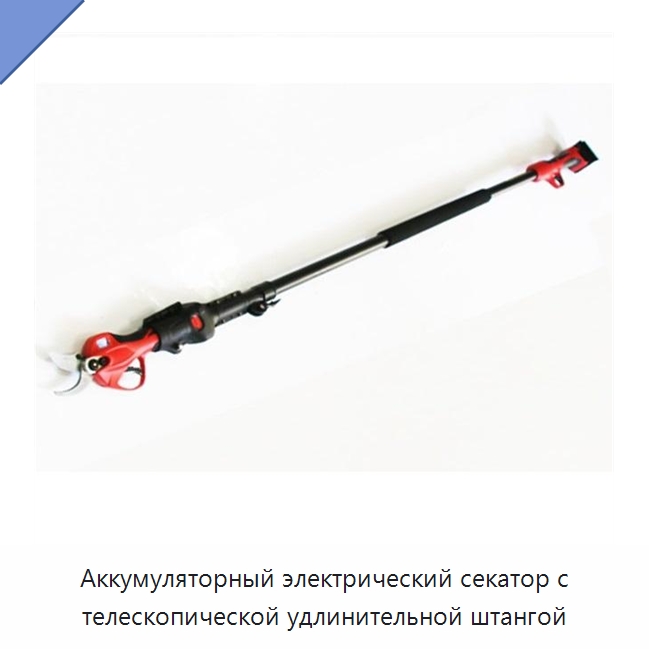 Аккумуляторный электрический секатор с телескопической удлинительной штангой — Электрические ножницы и вырубные ножницы