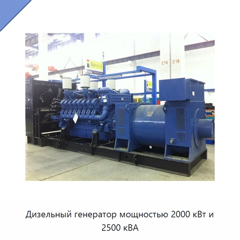 Дизельный генератор мощностью 2000 кВт и 2500 кВА