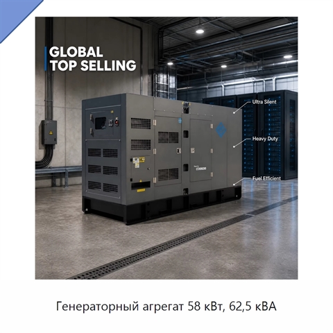 Генераторный агрегат 58 кВт, 62,5 кВА
