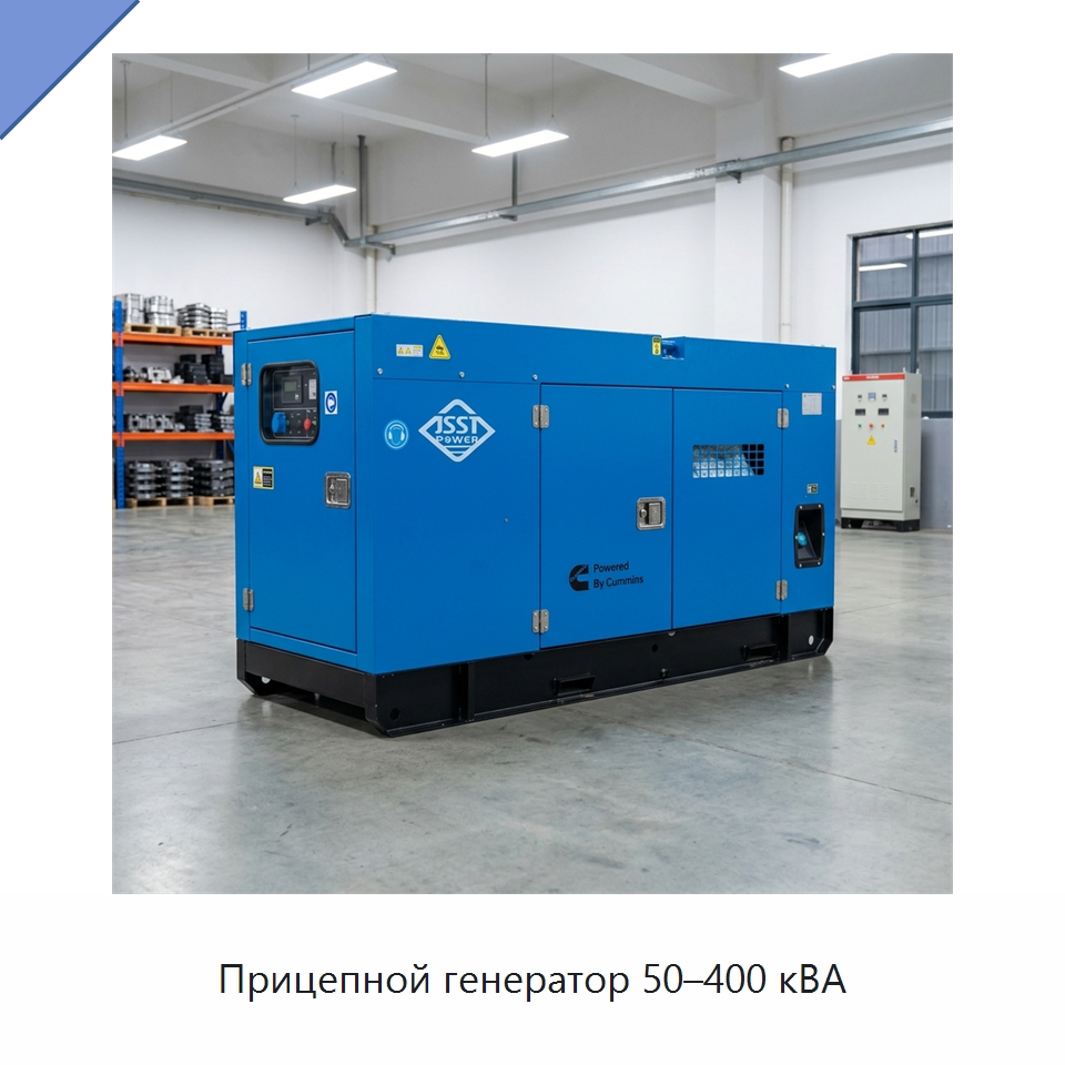 Прицепной генератор 50–400 кВА — Дизельные генераторы