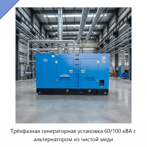 Трёхфазная генераторная установка 60/100 кВА с альтернатором из чистой меди