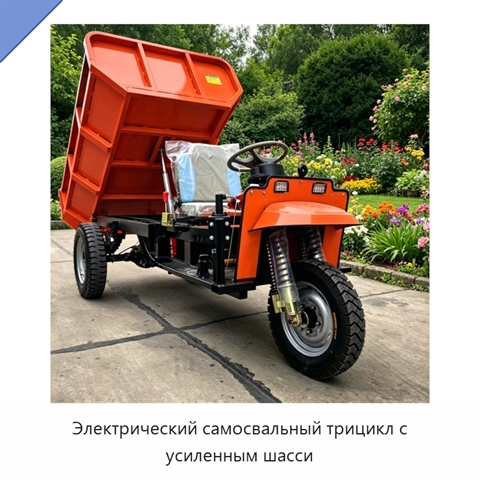 Электрический самосвальный трицикл с усиленным шасси