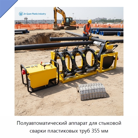 Полуавтоматический аппарат для стыковой сварки пластиковых труб 355 мм