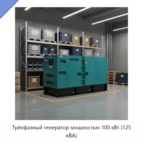 Трёхфазный генератор мощностью 100 кВт (125 кВА)