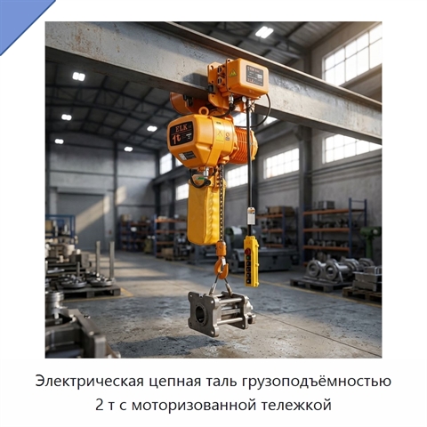 Электрическая цепная таль грузоподъёмностью 2 т с моторизованной тележкой