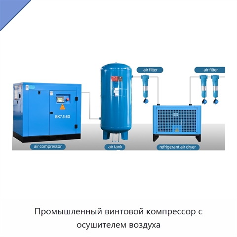 Промышленный винтовой компрессор с осушителем воздуха