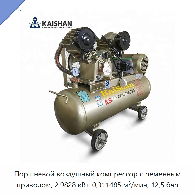 Поршневой воздушный компрессор с ременным приводом, 2,9828 кВт, 0,311485 м³/мин, 12,5 бар — Промышленные компрессоры