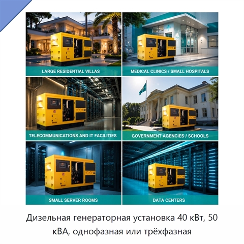 Дизельная генераторная установка 40 кВт, 50 кВА, однофазная или трёхфазная
