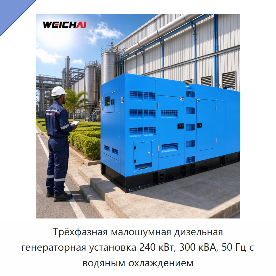 Трёхфазная малошумная дизельная генераторная установка 240 кВт, 300 кВА, 50 Гц с водяным охлаждением — Дизельные генераторы