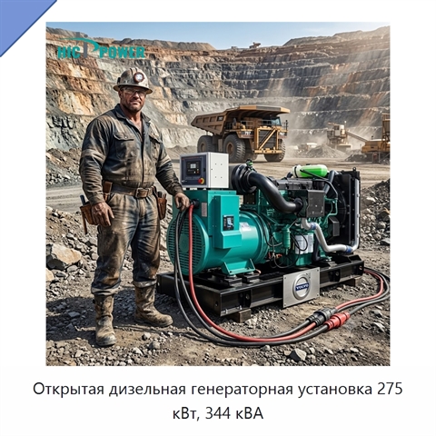 Открытая дизельная генераторная установка 275 кВт, 344 кВА