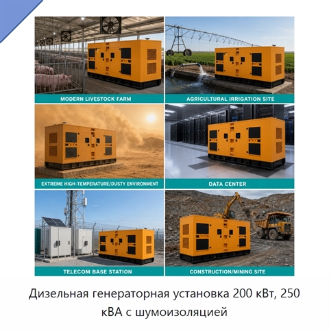 Дизельная генераторная установка 200 кВт, 250 кВА с шумоизоляцией