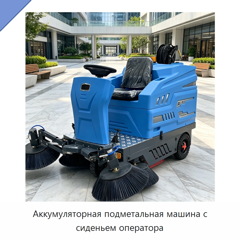 Аккумуляторная подметальная машина с сиденьем оператора — Коммунальная техника