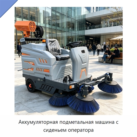 Аккумуляторная подметальная машина с сиденьем оператора