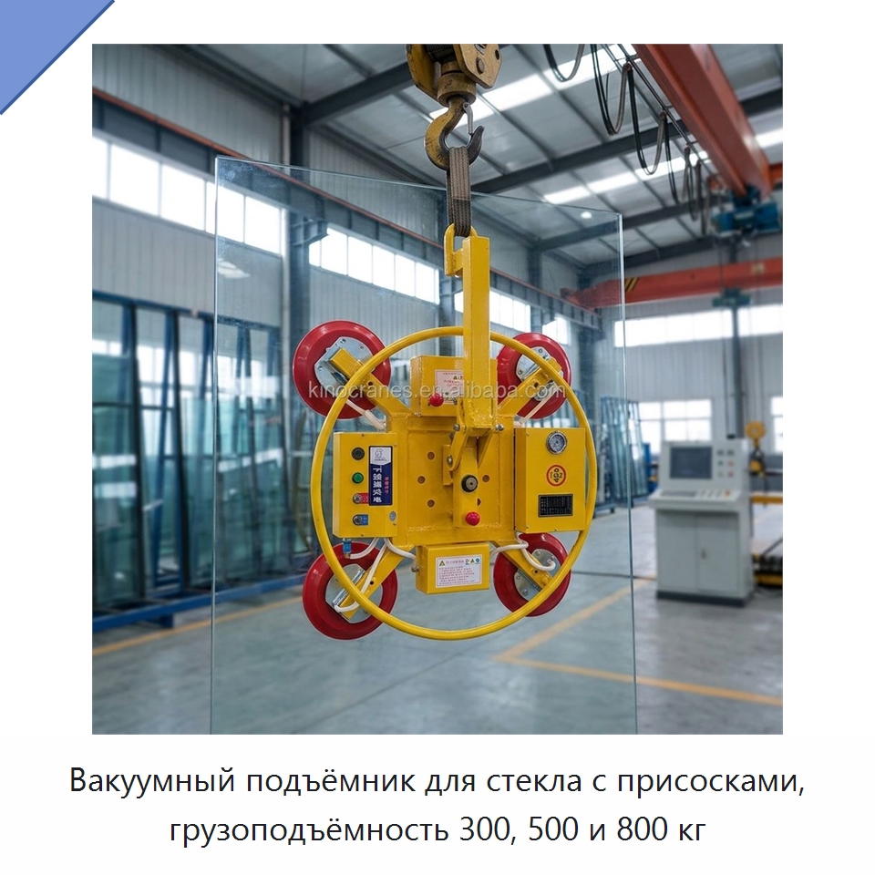 Вакуумный подъёмник для стекла с присосками, грузоподъёмность 300, 500 и 800 кг — Вакуумные грузозахваты