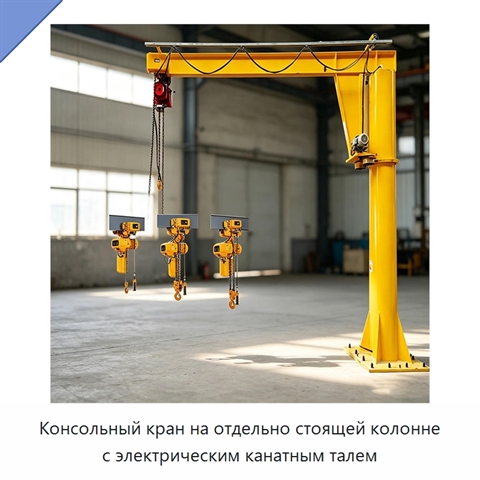 Консольный кран на отдельно стоящей колонне с электрическим канатным талем