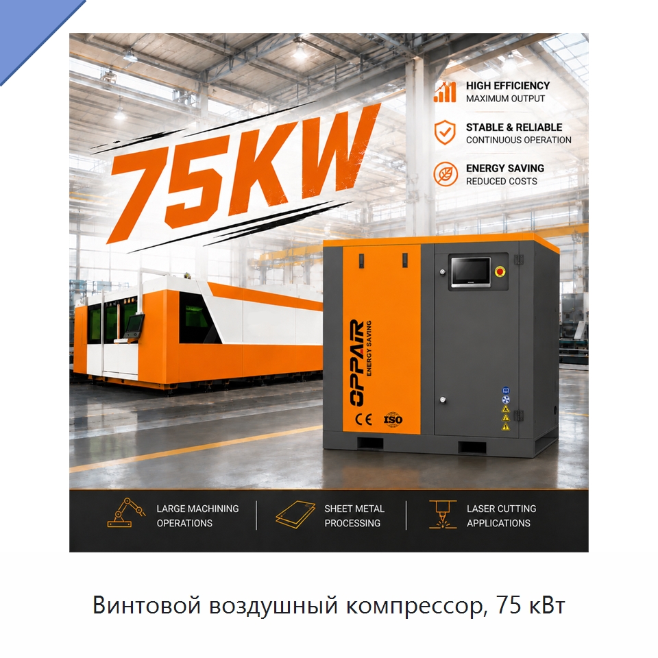 Винтовой воздушный компрессор, 75 кВт — Промышленные компрессоры