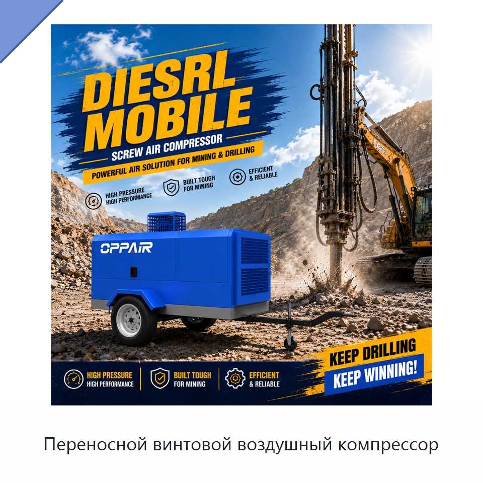 Переносной винтовой воздушный компрессор — Промышленные компрессоры