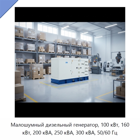 Малошумный дизельный генератор, 100 кВт, 160 кВт, 200 кВА, 250 кВА, 300 кВА, 50/60 Гц