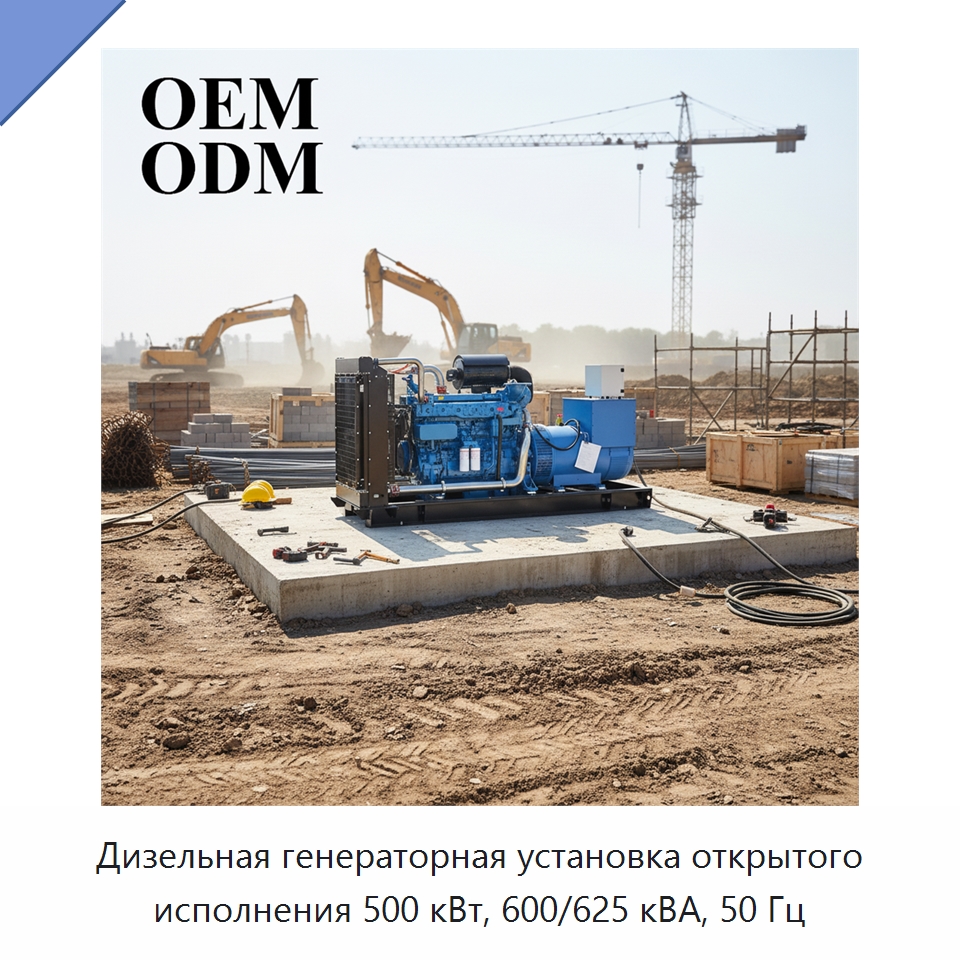 Дизельная генераторная установка открытого исполнения 500 кВт, 600/625 кВА, 50 Гц — Дизельные генераторы