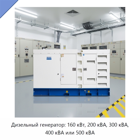 Дизельный генератор: 160 кВт, 200 кВА, 300 кВА, 400 кВА или 500 кВА
