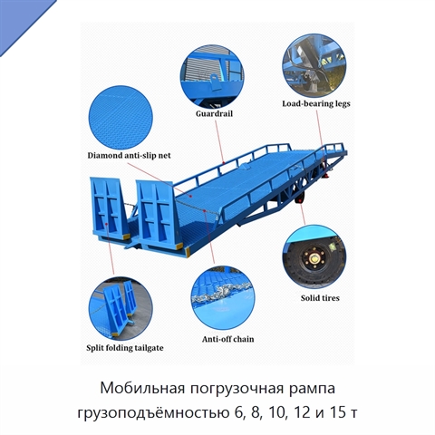 Мобильная погрузочная рампа грузоподъёмностью 6, 8, 10, 12 и 15 т