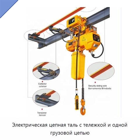 Электрическая цепная таль с тележкой и одной грузовой цепью