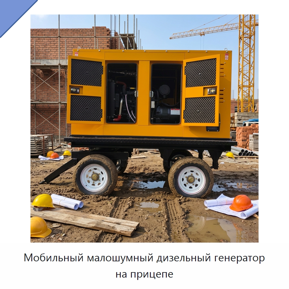 Мобильный малошумный дизельный генератор на прицепе — Дизельные генераторы
