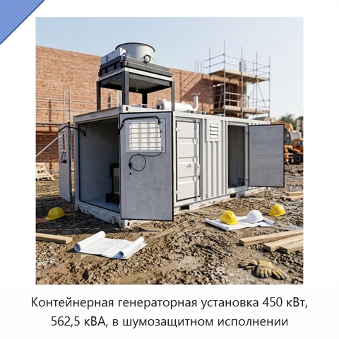 Контейнерная генераторная установка 450 кВт, 562,5 кВА, в шумозащитном исполнении