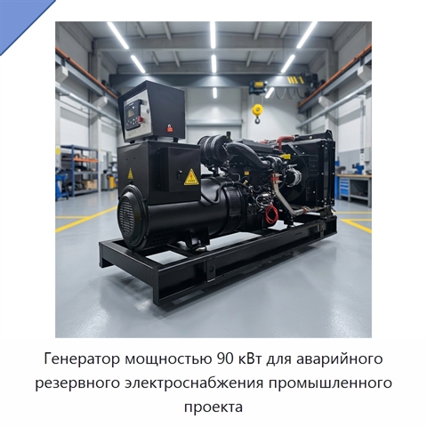 Генератор мощностью 90 кВт для аварийного резервного электроснабжения промышленного проекта
