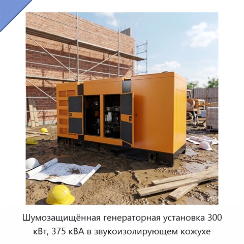 Шумозащищённая генераторная установка 300 кВт, 375 кВА в звукоизолирующем кожухе