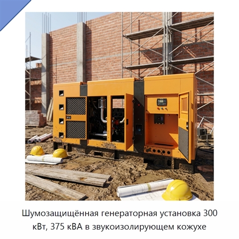 Шумозащищённая генераторная установка 300 кВт, 375 кВА в звукоизолирующем кожухе