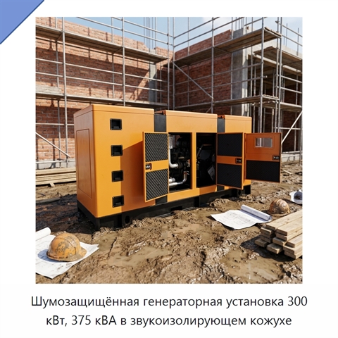 Шумозащищённая генераторная установка 300 кВт, 375 кВА в звукоизолирующем кожухе