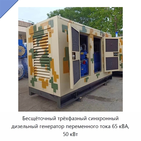 Бесщёточный трёхфазный синхронный дизельный генератор переменного тока 65 кВА, 50 кВт