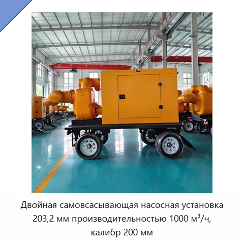 Двойная самовсасывающая насосная установка 203,2 мм производительностью 1000 м³/ч, калибр 200 мм