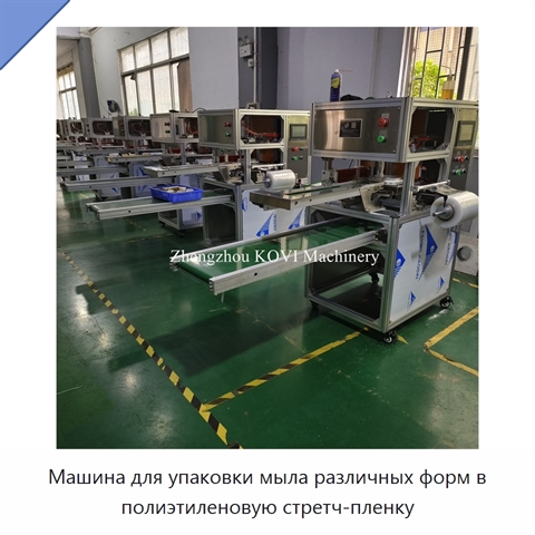 Машина для упаковки мыла различных форм в полиэтиленовую стретч-пленку