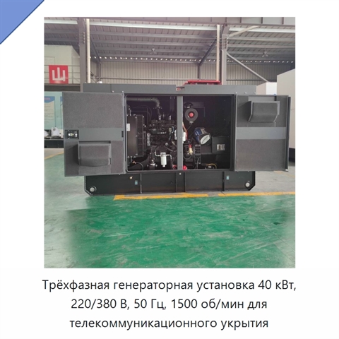 Трёхфазная генераторная установка 40 кВт, 220/380 В, 50 Гц, 1500 об/мин для телекоммуникационного укрытия