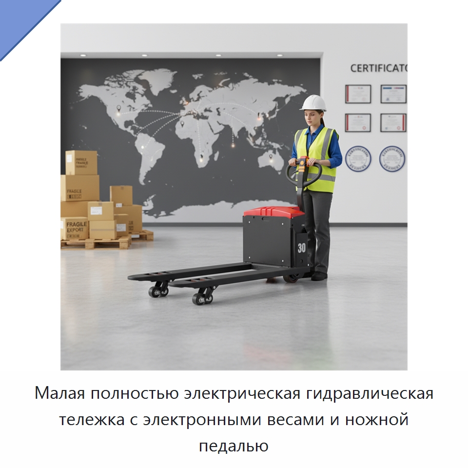 Малая полностью электрическая гидравлическая тележка с электронными весами и ножной педалью — Навесное оборудование и запчасти для вилочных погрузчиков