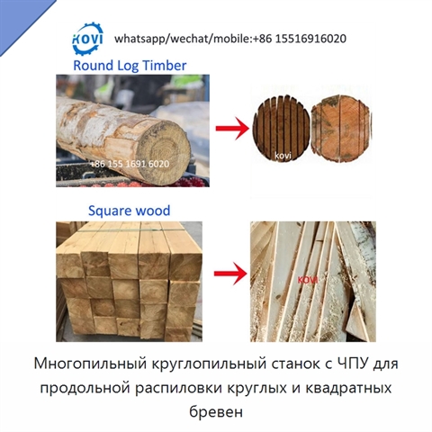 Многопильный круглопильный станок с ЧПУ для продольной распиловки круглых и квадратных бревен